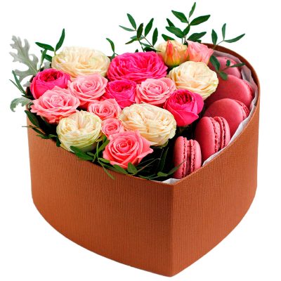 Коробка с цветами сердце «Теплота»